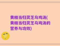 黄精当归灵芝乌鸡汤(黄精当归灵芝乌鸡汤的营养与功效)