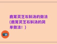 鹿茸灵芝石斛汤的做法(鹿茸灵芝石斛汤的简单做法！)