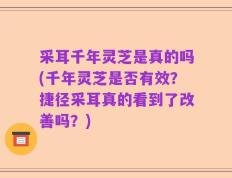 采耳千年灵芝是真的吗(千年灵芝是否有效？捷径采耳真的看到了改善吗？)