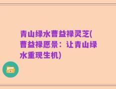 青山绿水曹益禄灵芝(曹益禄愿景：让青山绿水重现生机)