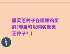 黑灵芝种子在哪里购买的(哪里可以购买黑灵芝种子？)