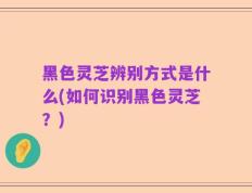 黑色灵芝辨别方式是什么(如何识别黑色灵芝？)