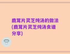鹿茸片灵芝炖汤的做法(鹿茸片灵芝炖汤食谱分享)