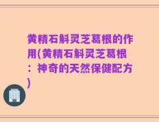 黄精石斛灵芝葛根的作用(黄精石斛灵芝葛根：神奇的天然保健配方)