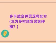 乡下适合种灵芝吗北方(北方乡村适宜灵芝种植？)
