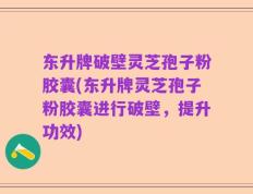 东升牌破壁灵芝孢子粉胶囊(东升牌灵芝孢子粉胶囊进行破壁，提升功效)