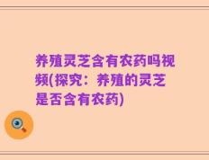 养殖灵芝含有农药吗视频(探究：养殖的灵芝是否含有农药)