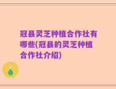 冠县灵芝种植合作社有哪些(冠县的灵芝种植合作社介绍)