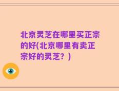 北京灵芝在哪里买正宗的好(北京哪里有卖正宗好的灵芝？)