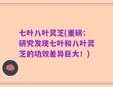七叶八叶灵芝(重磅：研究发现七叶和八叶灵芝的功效差异巨大！)