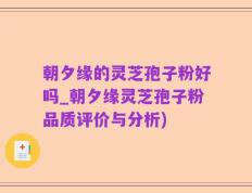 朝夕缘的灵芝孢子粉好吗_朝夕缘灵芝孢子粉品质评价与分析)