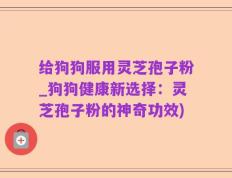 给狗狗服用灵芝孢子粉_狗狗健康新选择：灵芝孢子粉的神奇功效)