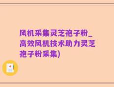 风机采集灵芝孢子粉_高效风机技术助力灵芝孢子粉采集)