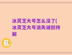 冰灵芝大号怎么没了(冰灵芝大号消失谜团待解