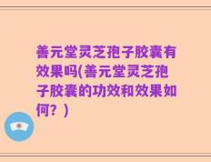 善元堂灵芝孢子胶囊有效果吗(善元堂灵芝孢子胶囊的功效和效果如何？)