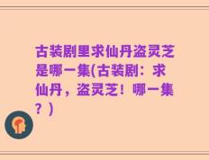 古装剧里求仙丹盗灵芝是哪一集(古装剧：求仙丹，盗灵芝！哪一集？)