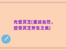光爱灵芝(重返自然，感受灵芝养生之美)