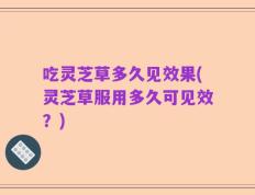 吃灵芝草多久见效果(灵芝草服用多久可见效？)