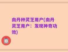 南丹种灵芝用户(南丹灵芝用户：发现神奇功效)