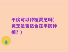 平房可以种植灵芝吗(灵芝是否适合在平房种植？)