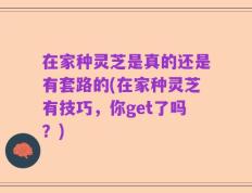 在家种灵芝是真的还是有套路的(在家种灵芝有技巧，你get了吗？)