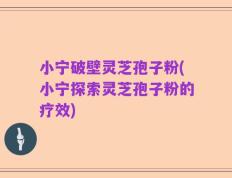 小宁破壁灵芝孢子粉(小宁探索灵芝孢子粉的疗效)