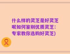 什么样的灵芝是好灵芝呢如何鉴别优质灵芝：专家教你选购好灵芝)