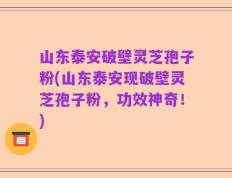 山东泰安破壁灵芝孢子粉(山东泰安现破壁灵芝孢子粉，功效神奇！)