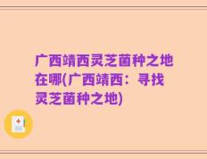 广西靖西灵芝菌种之地在哪(广西靖西：寻找灵芝菌种之地)