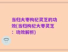 当归大枣枸杞灵芝的功效(当归枸杞大枣灵芝：功效解析)