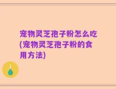 宠物灵芝孢子粉怎么吃(宠物灵芝孢子粉的食用方法)
