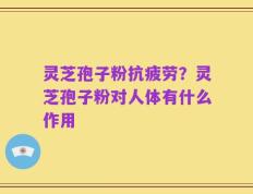 灵芝孢子粉抗疲劳？灵芝孢子粉对人体有什么作用