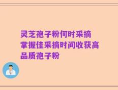 灵芝孢子粉何时采摘 掌握佳采摘时间收获高品质孢子粉