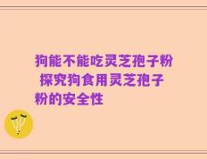 狗能不能吃灵芝孢子粉 探究狗食用灵芝孢子粉的安全性