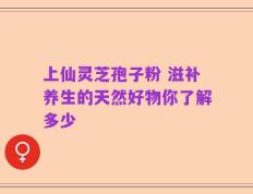 上仙灵芝孢子粉 滋补养生的天然好物你了解多少