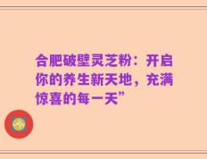 合肥破壁灵芝粉：开启你的养生新天地，充满惊喜的每一天”