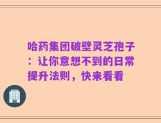 哈药集团破壁灵芝孢子：让你意想不到的日常提升法则，快来看看