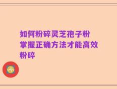 如何粉碎灵芝孢子粉 掌握正确方法才能高效粉碎