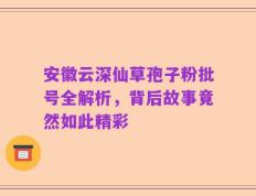 安徽云深仙草孢子粉批号全解析，背后故事竟然如此精彩