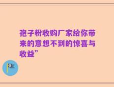 孢子粉收购厂家给你带来的意想不到的惊喜与收益”