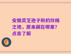 安徽灵芝孢子粉的珍稀之地，原来藏在哪里？点击了解