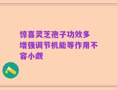 惊喜灵芝孢子功效多 增强调节机能等作用不容小觑