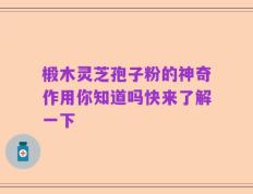 椴木灵芝孢子粉的神奇作用你知道吗快来了解一下