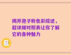 揭开孢子粉色彩综述，超详细对照表让你了解它的各种魅力