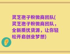 灵芝孢子粉微商团队(灵芝孢子粉微商团队，全新质优货源，让你轻松开启创业梦想)