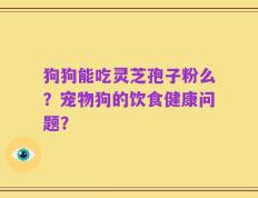 狗狗能吃灵芝孢子粉么？宠物狗的饮食健康问题？
