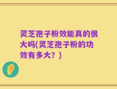 灵芝孢子粉效能真的很大吗(灵芝孢子粉的功效有多大？)