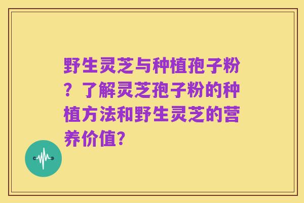 野生灵芝与种植孢子粉？了解灵芝孢子粉的种植方法和野生灵芝的营养价值？