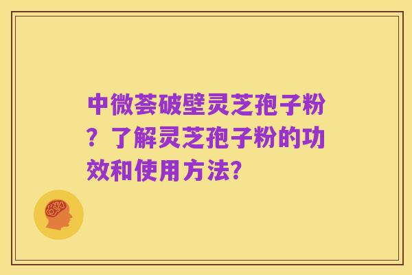 中微荟破壁灵芝孢子粉?了解灵芝孢子粉的功效和使用方法?