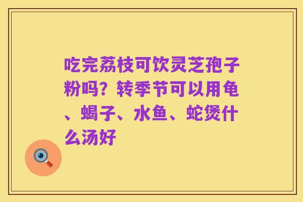 吃完荔枝可饮灵芝孢子粉吗？转季节可以用龟、蝎子、水鱼、蛇煲什么汤好